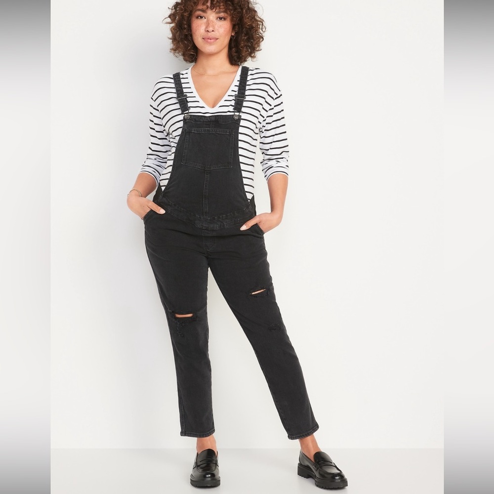 Old Navy maternity side panel OG straight jean overalls